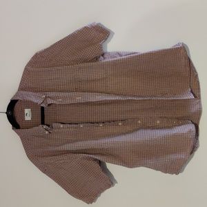 Arizona Men's Red Plaid Shirt Sleeved Button Down Shirt Size L